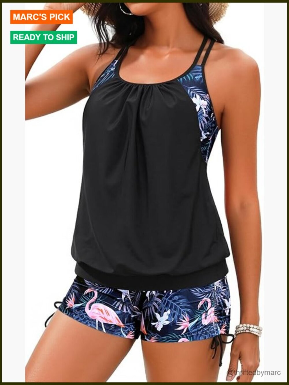 Tankini Two Piece Tummy Control Swim Set with Boyshorts